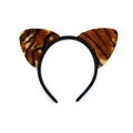 Tiger pattern plush animal ear headband for party costumes and festive hair styling - Black Tiger Print