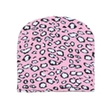 Detailed close-up showing the soft pink leopard print knit fabric texture of the beanie - M (56-58cm) / Pink and White Leopard Print
