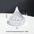 Small clear crystal relief glass storage jar with pointed lid for jewelry or cotton pads - Small Water Drop