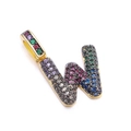 Colorful zircon paved letter W charm in gold finish for DIY jewelry necklaces - Letter: W