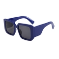 Y2K Oversized square sunglasses with deep blue frames and dark gray lenses - Blue Frame Grey Lens
