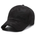 Schwarze Camouflage-Baseballkappe mit 3D Classic Bestickung im modernen 6-Panel-Stil - Verstellbar / Schwarz