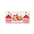 Set di 3 decorazioni natalizie rosse con casa innevata e slitta in scatola trasparente - Set da 3 Case sulla Neve da 7CM / Rosso