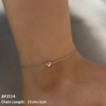 Tobillera de corazón en acero plateado con foto de uso y medida de 21cm+5cm - Plata (PA514)
