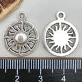 Silver hollow sun charm pendants with ruler for size measurement for jewelry DIY - Antique Silver Small Sun (16x19mm)