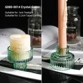 Porte-bougie double en verre vert cristal à rayures pour bougies piliers et chauffe-plats - G080-0014 Double Usage / Vert Cristal