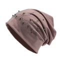 Gorro de doble capa rosa empolvado con espirales decorativas de cuentas plateadas - Ajustable (54-60cm) / Rosa empolvado
