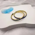 Créoles de 40mm en acier inoxydable plaqué or 18k avec cristaux pavés bleu foncé - Or 18 carats / 40mm / Bleu