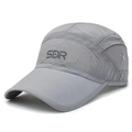 Grey quick-dry baseball cap with SDR logo and breathable mesh side panels - Light Gray