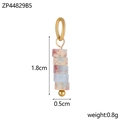 Macro view of 1.8cm stainless steel charm with colorful stone beads for jewelry DIY - Blue Brown Mixed