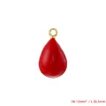 Detailed view of red teardrop charm with gold loop measuring 12mm width and 20.5mm length - Small Water Drop