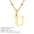 Elegant gold-plated stainless steel satellite chain necklace with letter U pendant - Letter U / Gold