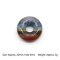 Chakra stone donut pendant with colorful layers and polished 20mm round gemstone surface - 20mm Donut 6mm Hole