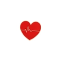 Red heart enamel brooch with golden heartbeat ECG line on a clean white background - Red Heartbeat ECG Style