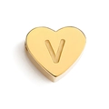 Golden heart-shaped stainless steel charm featuring an engraved letter V detail - Letter V (Gold)