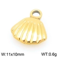 Golden seashell charm for jewelry making with 11x10mm dimensions and 0.6g weight - Gold Shell (KLJ9979-Z)