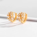 Elegant gold-plated marquise zircon flower hoop earrings for women on a white background - Clear Marquise Floral Cluster Huggies-EH017