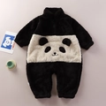Tutina panda in peluche bianco e nero per neonati in caldo tessuto pile corallo - 66CM / Nero e Bianco [Pagliaccetto Panda in Peluche Senza Tasca]