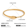 Waterproof gold stainless steel snake bracelet with 18k plating and 6.08cm diameter - Stainless Steel Gold Bangle-JDB0112072