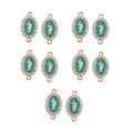 Pendentifs ovales Marie dorés avec émail turquoise et strass brillants étincelants - Standard / Vert