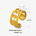 Adjustable golden stainless steel ring featuring 3D hollow shell motifs and 1cm width - Gold Shell Style
