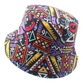 Colorful geometric print bucket hat with ethnic patterns and vibrant red yellow blue tones - Colorful Ethnic Geometric Print (41)
