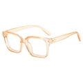 Square amber transparent anti-blue light glasses with retro gold stud accents - Transparent Orange