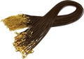 Brown wax cord necklace string with golden lobster clasps and extension chains - 1.5mm Thickness / Gold Metal Ends / Coffee
