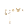 Set di 5 orecchini dorati con farfalla, fiori e zirconi bianchi per donne - Set da 5 pezzi / Oro