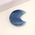 Polished blue natural stone moon pendant crescent moon semi-precious gem ornament - Blue Aventurine