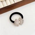 Elastic black hair tie with a sparkling rhinestone bow and gold-tone metal base - 07# Rhinestone Bow-Gold