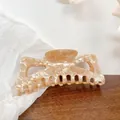 Large champagne marble-patterned acetate hair claw clip with strong spring on wood surface - 13cm / Gemstone Brown 13CM
