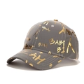 Grey baseball cap with shiny gold reflective graffiti text and metallic finish - 56-60cm Adjustable / Grey Gold Print