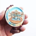Resin Italy Trevi Fountain globe souvenir fridge magnet with brown base and Roma text - Globe Trevi Fountain