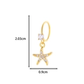 Golden starfish pendant earring with clear zircon inlay, size 2.03cm by 0.9cm - 20# Golden