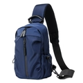 Bolso de hombro azul oscuro para hombre con cremalleras y correa de malla - Azul