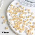 Roses en résine beige 8x8mm pour nail art DIY et décoration de bijoux vintage - 6mm / Café au Lait