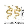 Detailed shot of golden snake stud earrings showing scale texture and 2.5cm height - Gold Snake Style (OLBE575)