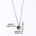 Square emerald cubic zirconia pendant necklace in silver with size and weight dimensions - Emerald Green Style (N00401-3)