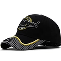Détail de la broderie 3D Hollywood et du logo NY sur une casquette de baseball noire - Broderie Hollywood/Broderie sur le bord NY / Noir