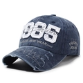 Casquette de baseball en jean bleu foncé délavé avec broderie 1985 et style vintage - Bleu marine