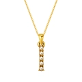 18K gold plated stainless steel necklace featuring five vertical faux pearls - Letter I (S-P149-I)