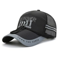 Gorra de béisbol de malla con estampado RUNNER y cordón para protección solar - Negro / Ajustable
