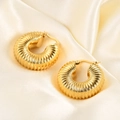 18K gold plated stainless steel chunky croissant hoop earrings on champagne silk background - Croissant Texture Earrings