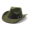 Close-up of army green wool fedora featuring a black band and silver eagle ornament - M (56-58cm) / Army Green