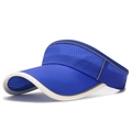 Blue open top sun visor with extra long brim and reflective trim for running - Adjustable / Sapphire Blue
