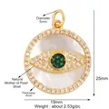Golden Evil Eye pendant featuring white mother of pearl and green zircon accents - Green MOP Evil Eye