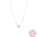 Detail of S925 sterling silver gold necklace with turquoise stone and moon pendant - Beaded Edge Round Style / Gold
