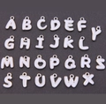 Set of 26 English letter pendants in white enamel and silver finish for DIY jewelry - Alphabet Set (DY147) / Set of 26 / Style 47 White K White