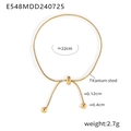 Dettaglio catena a sfere in acciaio al titanio placcato oro 18K con cursore regolabile e misure - Acciaio al titanio / E548-Bracciale Oro